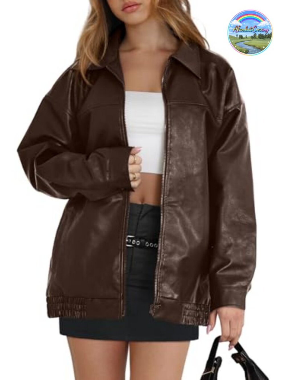 Oversized Faux Leather Moto Jacket Y2k Trendy Fall Winter Coat